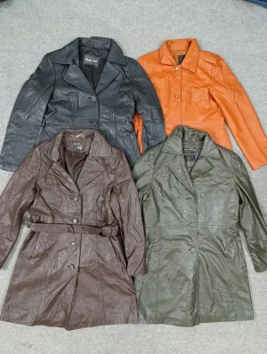 #165 Ladies Y2K Leather Trenches -11