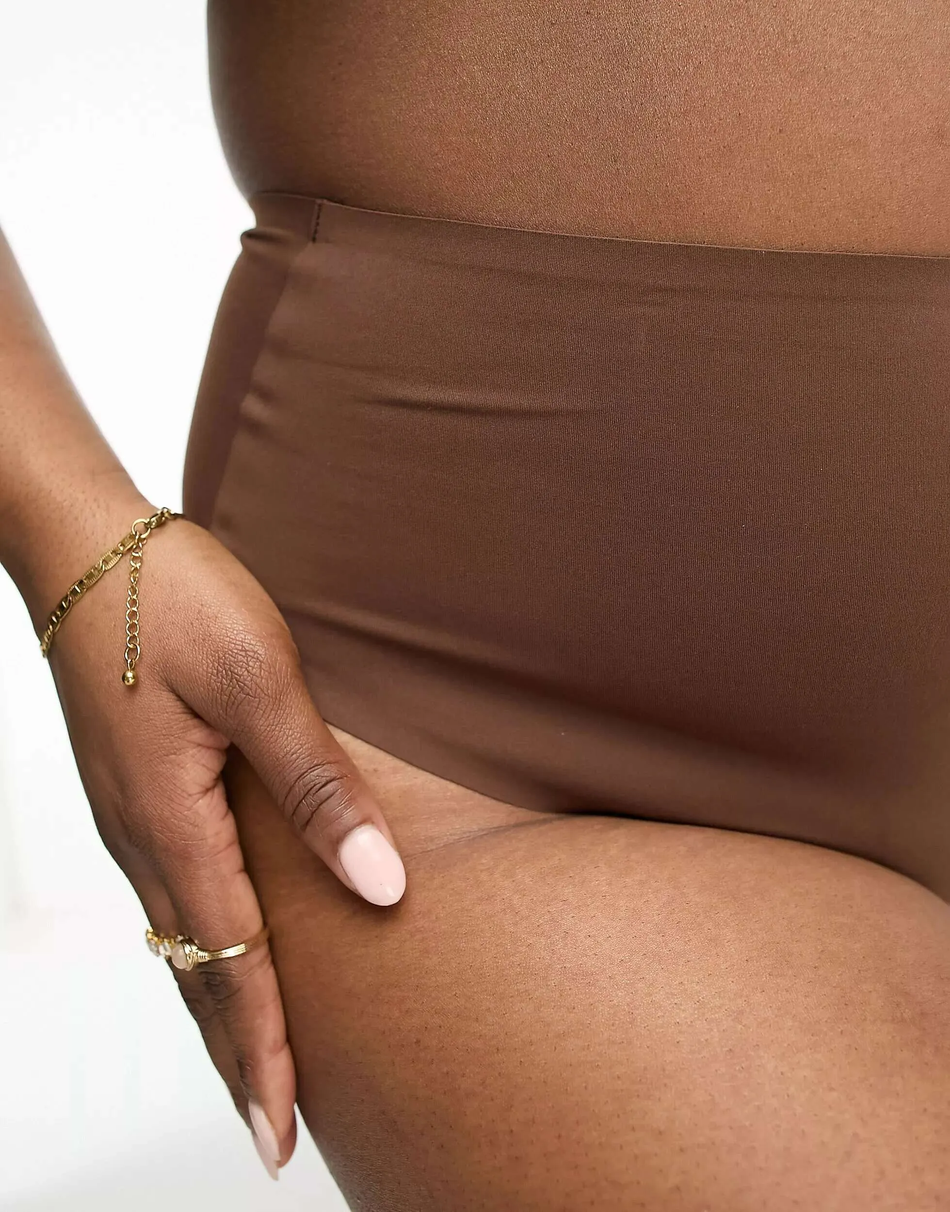 ASOS DESIGN Curve Marina Smooth High Waist Thong In Brown