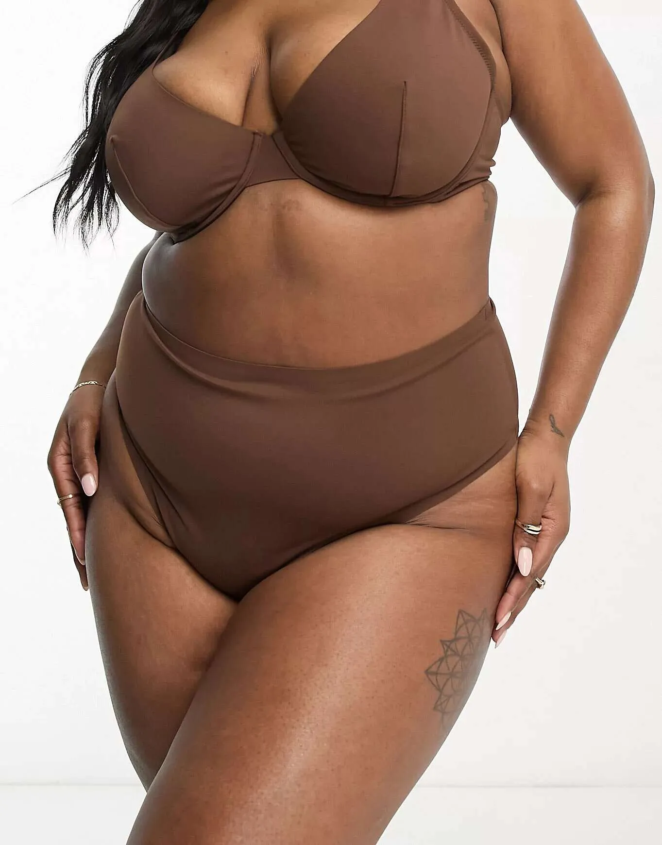 ASOS DESIGN Curve Marina Smooth High Waist Thong In Brown