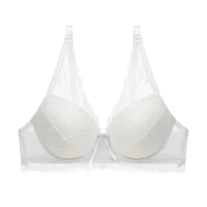 Floral Lace Cover Cotton Lined Bra Sexy Bh Push Up Underwear Women Sheer Bras Female Brassiere