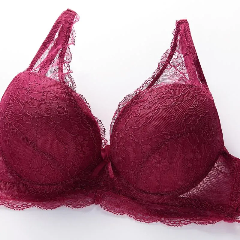 Floral Lace Cover Cotton Lined Bra Sexy Bh Push Up Underwear Women Sheer Bras Female Brassiere