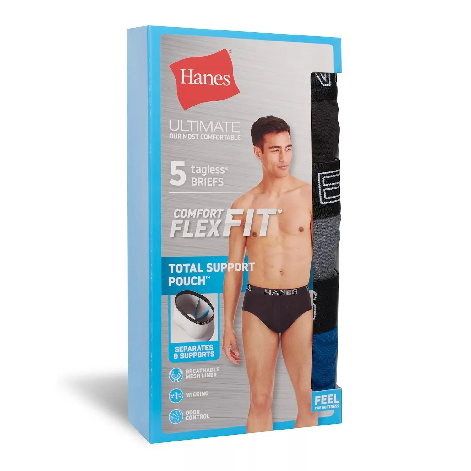 Hanes Men's Ultimate Comfort Flex Fit Full Support Briefs (5 Pieces)