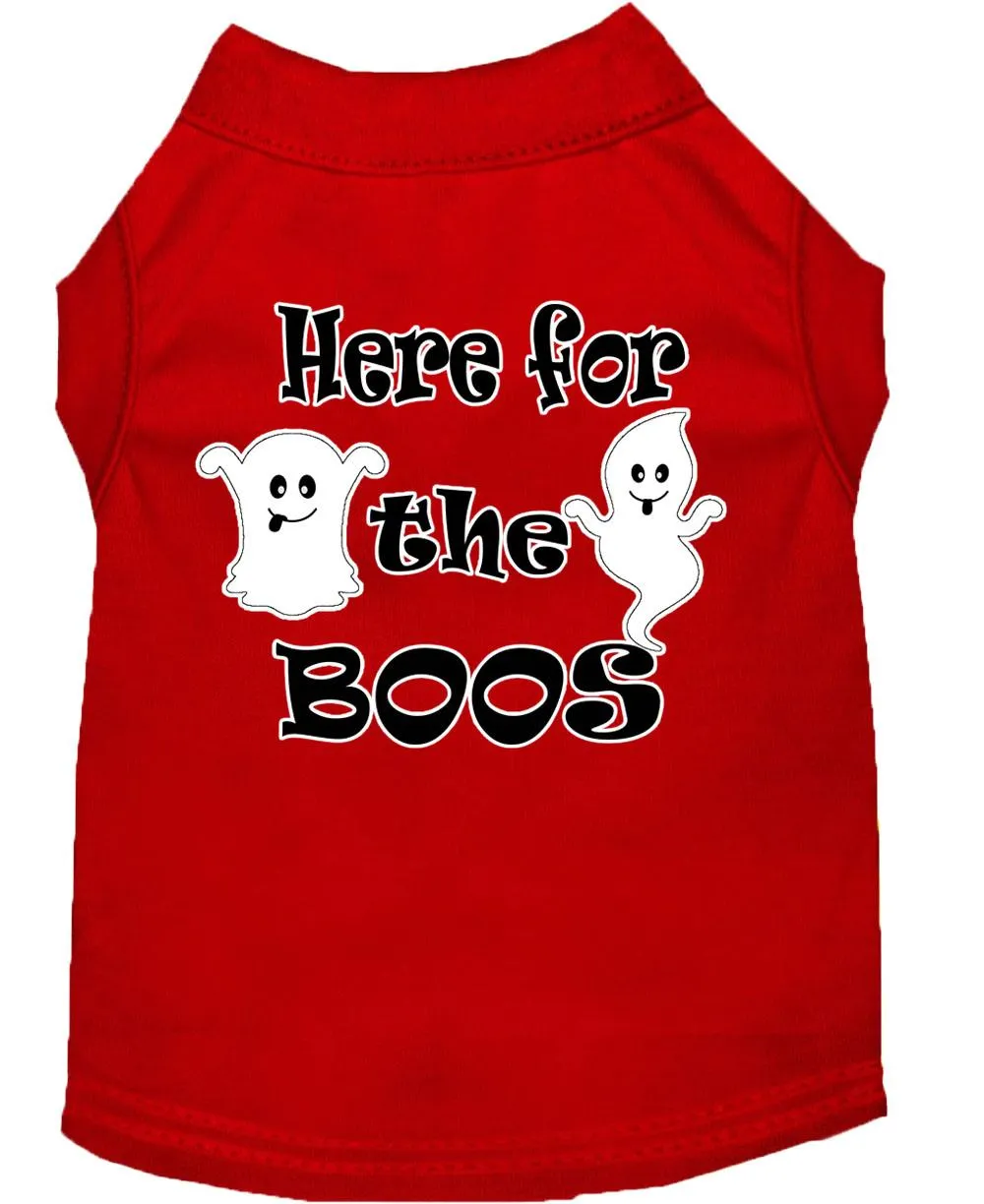 Here For The Boos Screen Print Dog Shirt Red Xs (8)