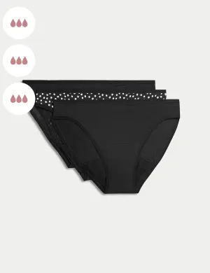 Highly absorbent bikini panties, 3 pcs. Marks & Spencer, black mix