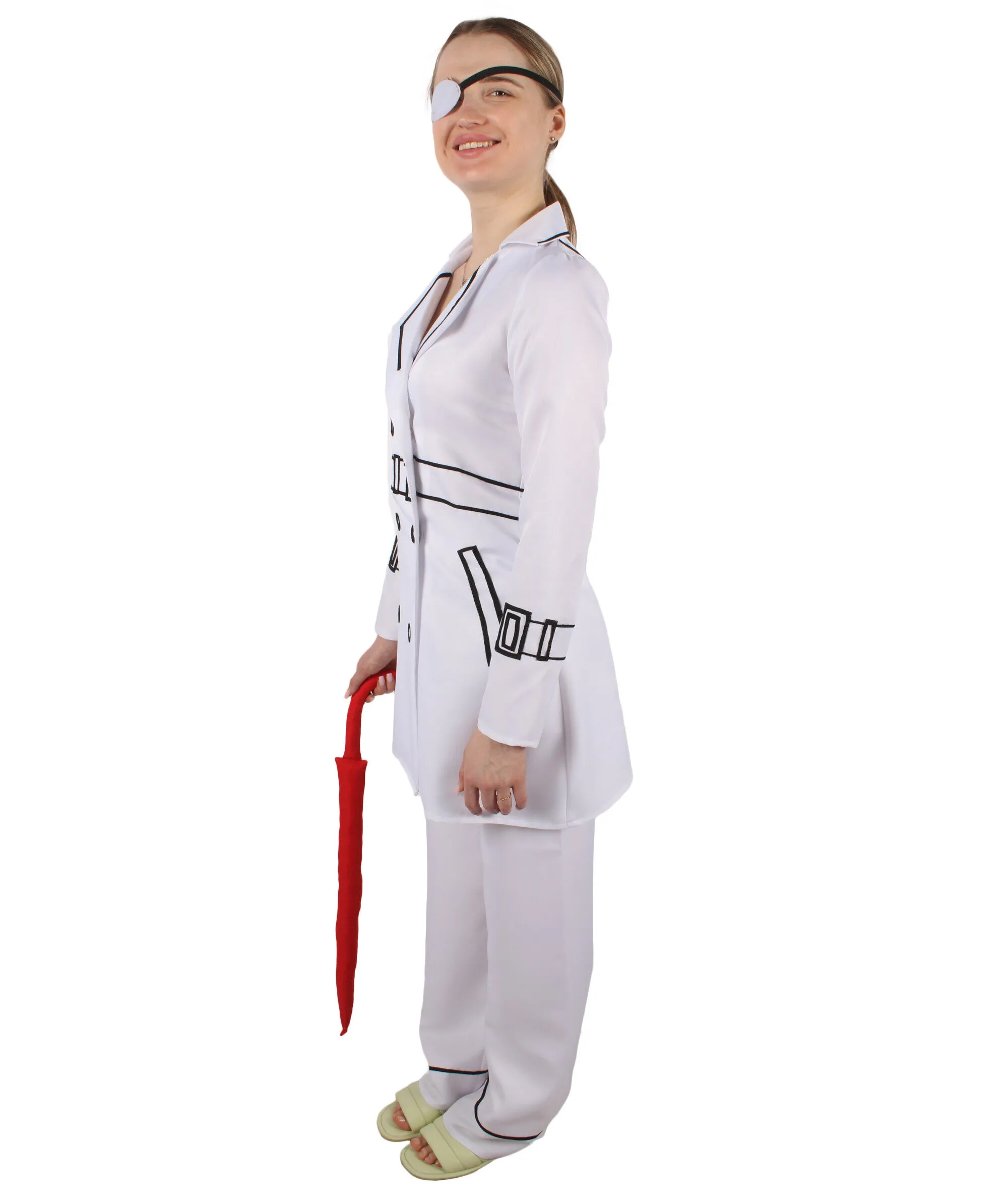 HPO Adult Women's Action Thriller Movie Assassination Team White Trench Costume I Suitable for Halloween I Flame-retardant Synthetic Fabric