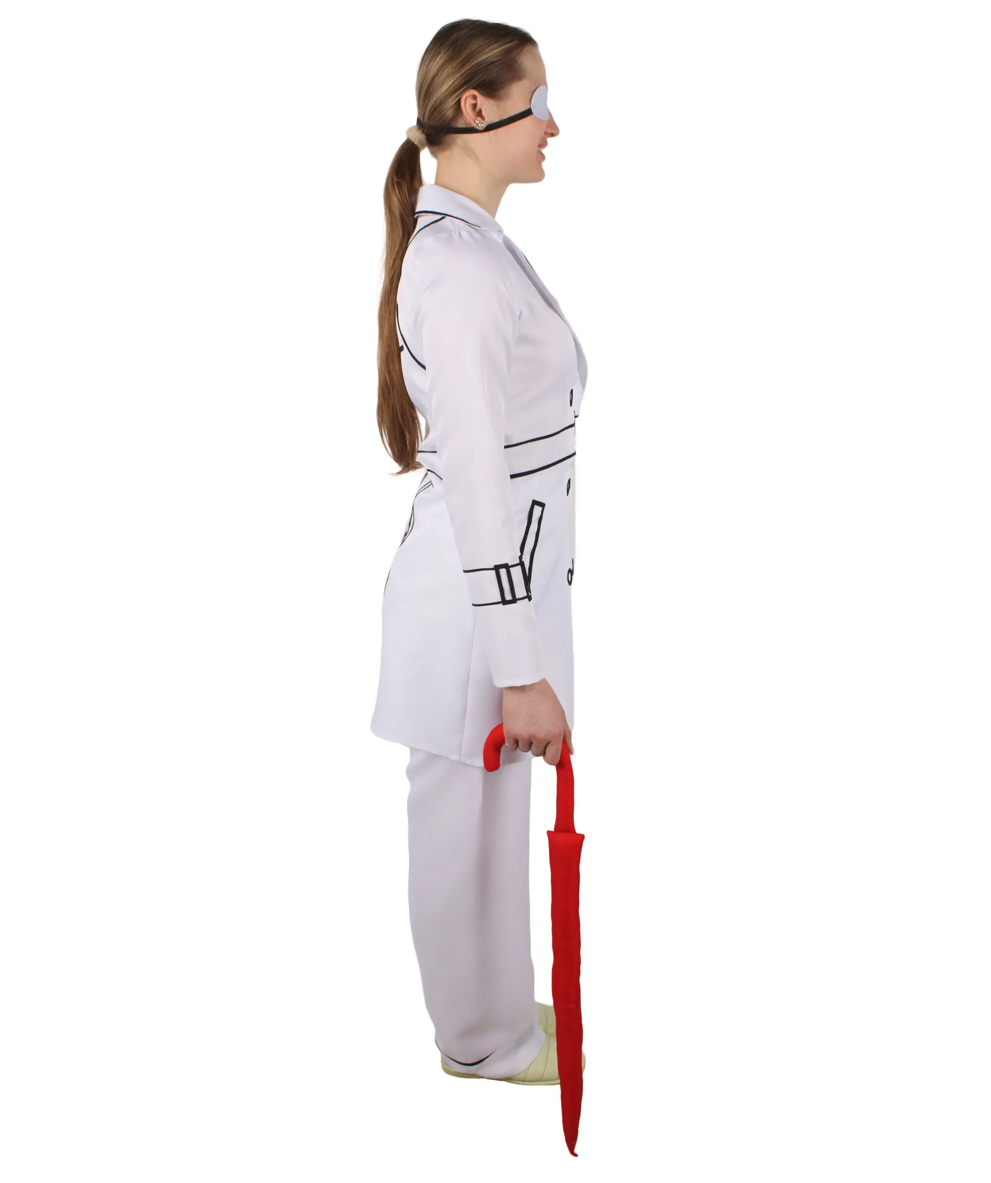 HPO Adult Women's Action Thriller Movie Assassination Team White Trench Costume I Suitable for Halloween I Flame-retardant Synthetic Fabric