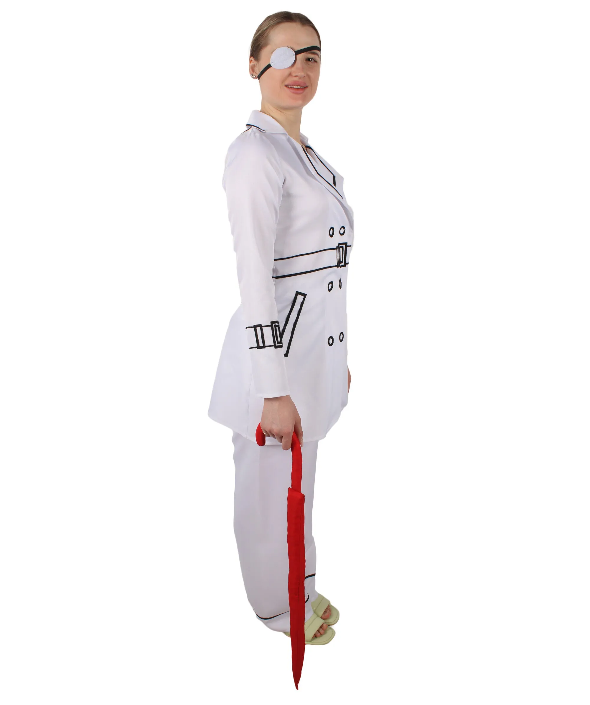 HPO Adult Women's Action Thriller Movie Assassination Team White Trench Costume I Suitable for Halloween I Flame-retardant Synthetic Fabric