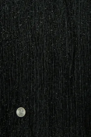 Jet Black Micro Bugle Beads on Silk Georgette Fabric