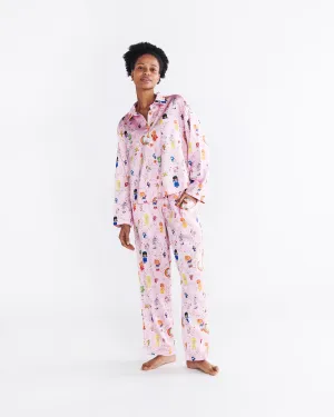 Kip & Co x Rainbow Brite Star Shower Satin Long Sleeve Shirt & Pant Pyjama Set
