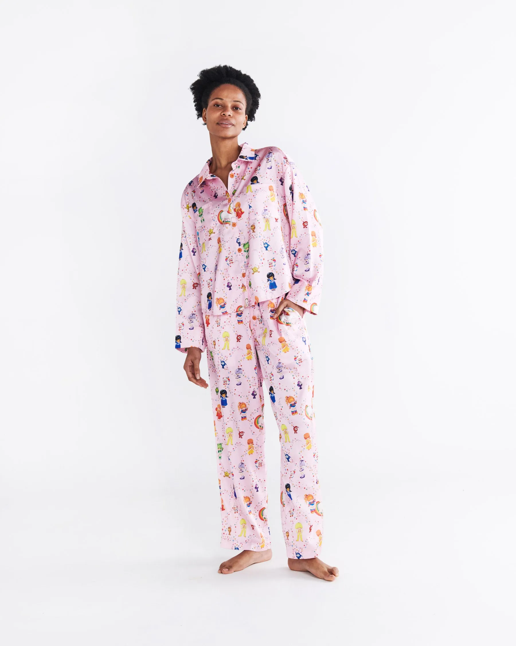 Kip & Co x Rainbow Brite Star Shower Satin Long Sleeve Shirt & Pant Pyjama Set