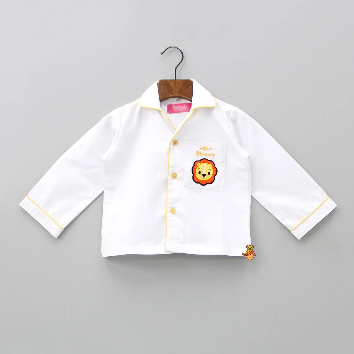 Lion Embroidered White Sleepwear