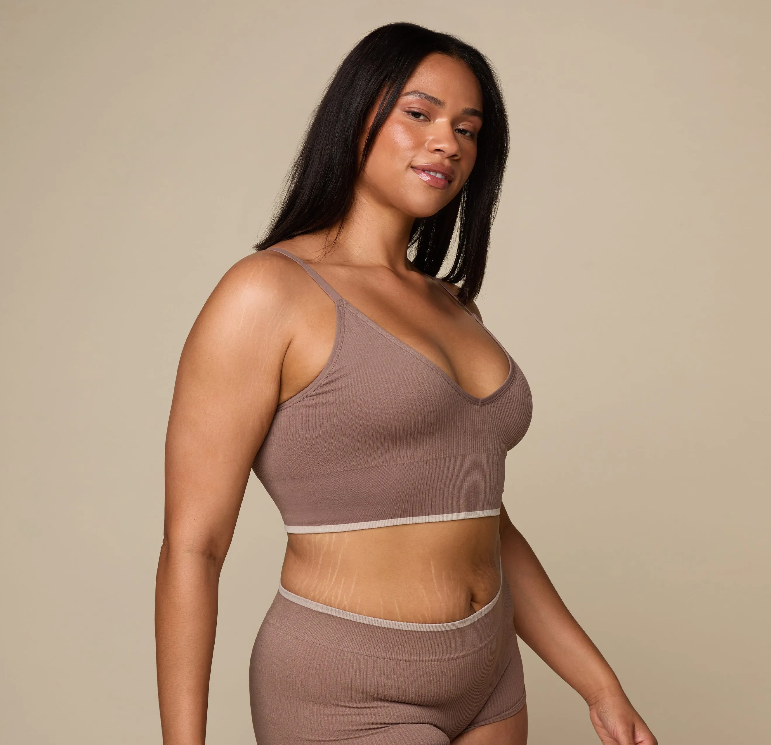 Lounge Rib Triangle Bralette - Oyster