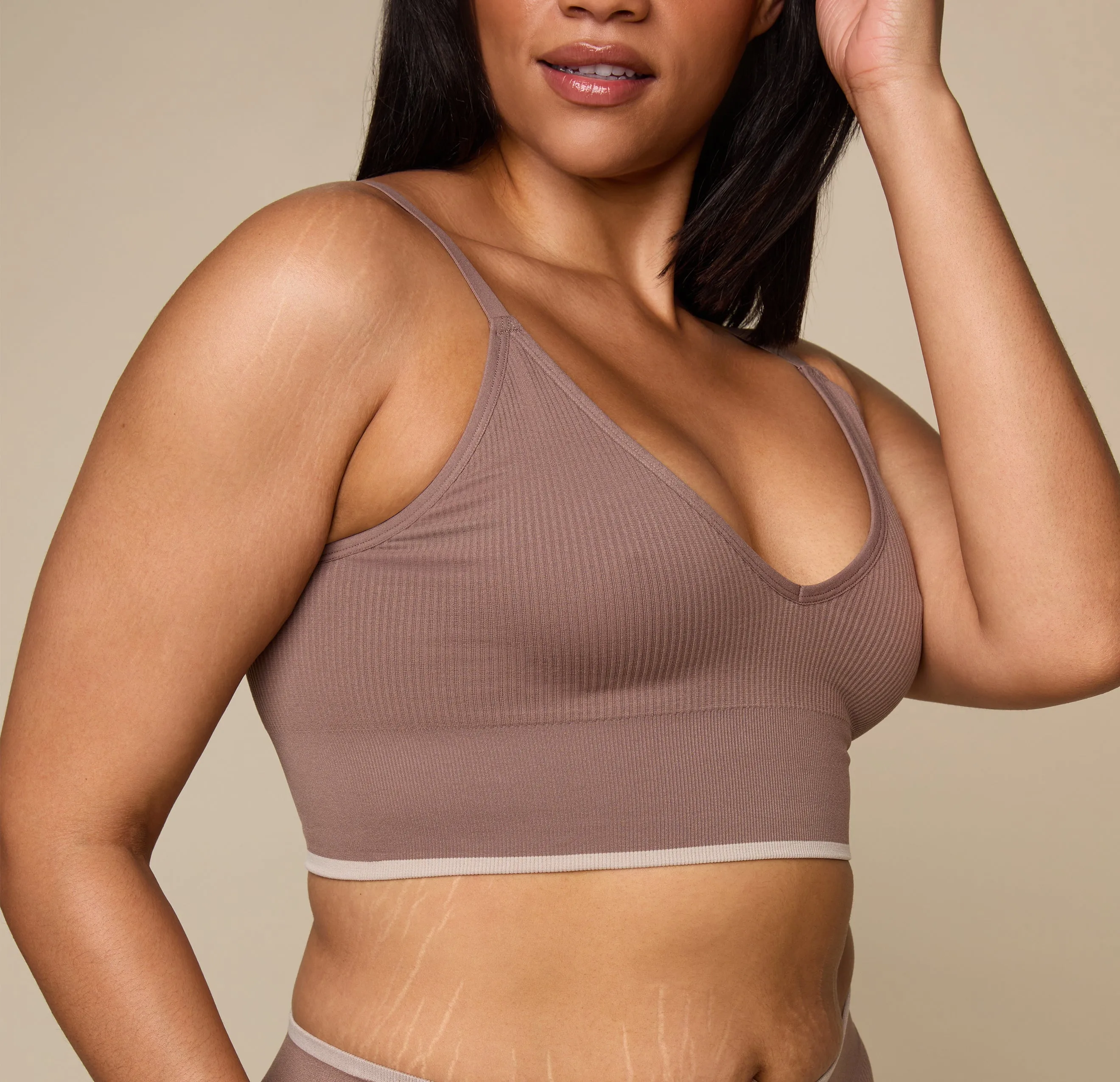Lounge Rib Triangle Bralette - Oyster