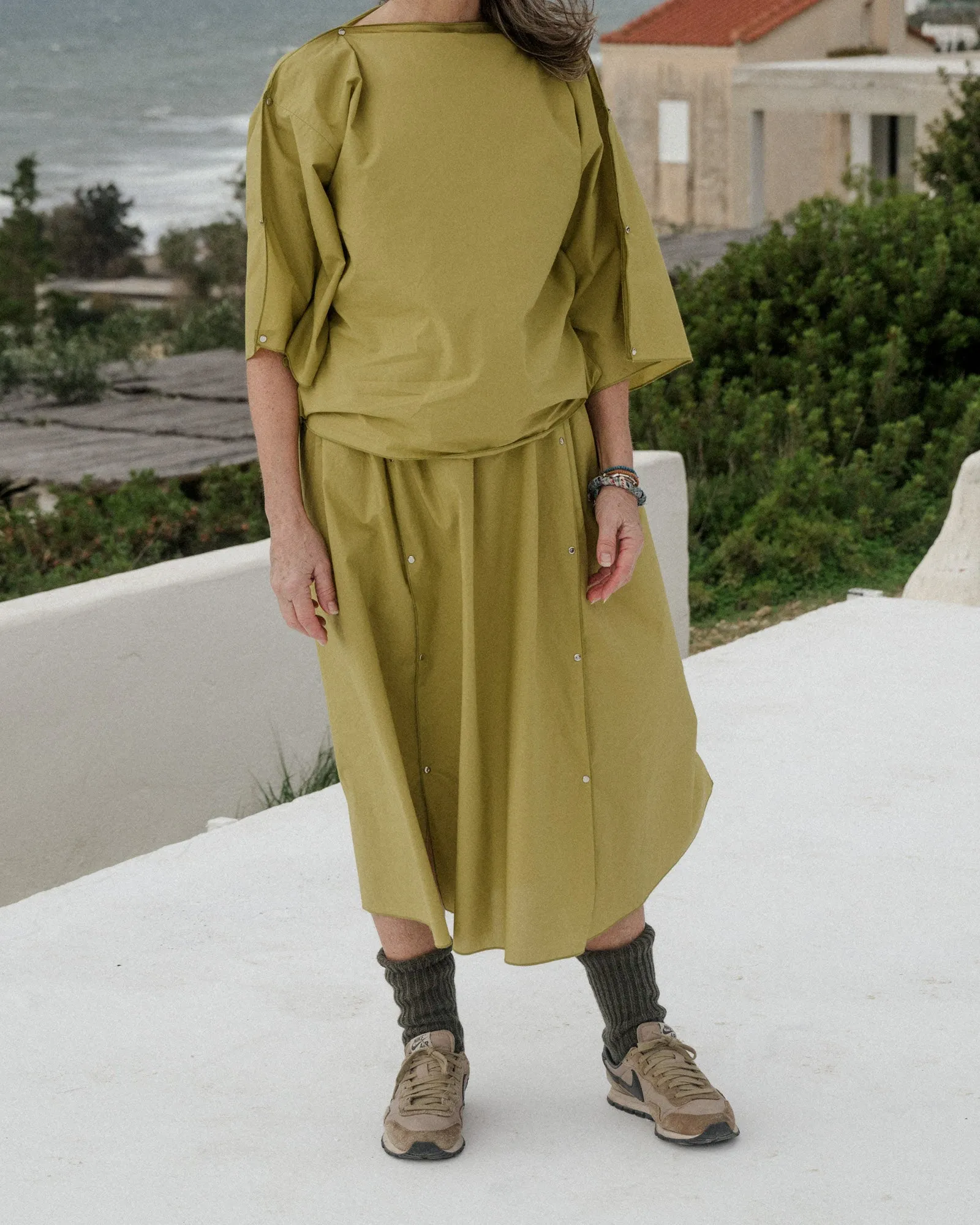 Ned Skirt - Organic Cotton Poplin - Brace Green