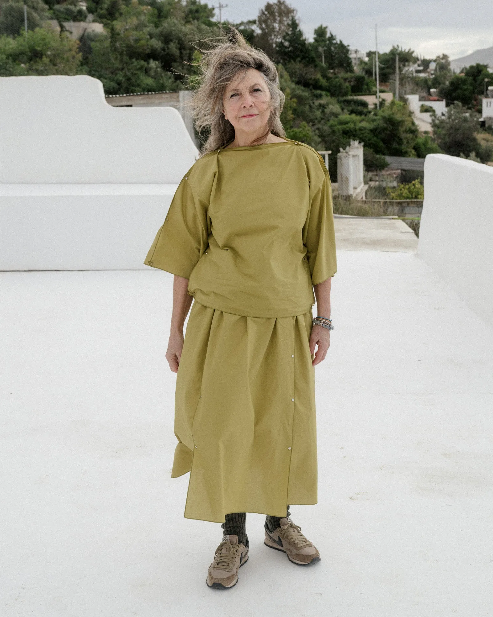 Ned Skirt - Organic Cotton Poplin - Brace Green