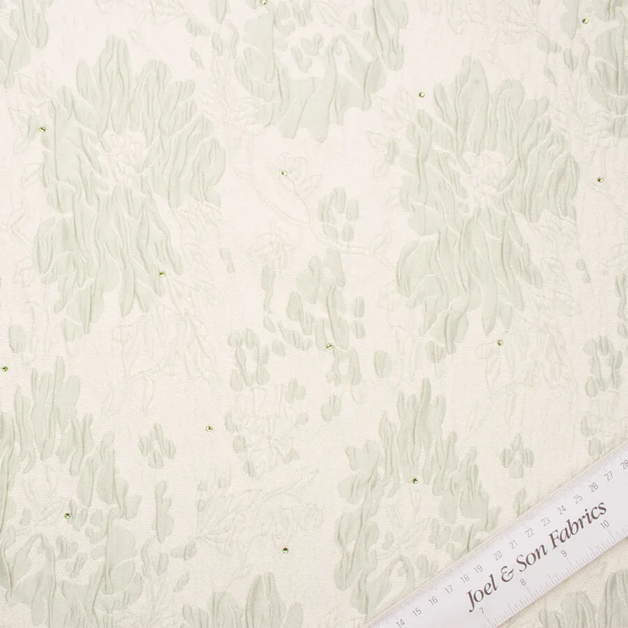 Pale Mint Green Floral Cloqué