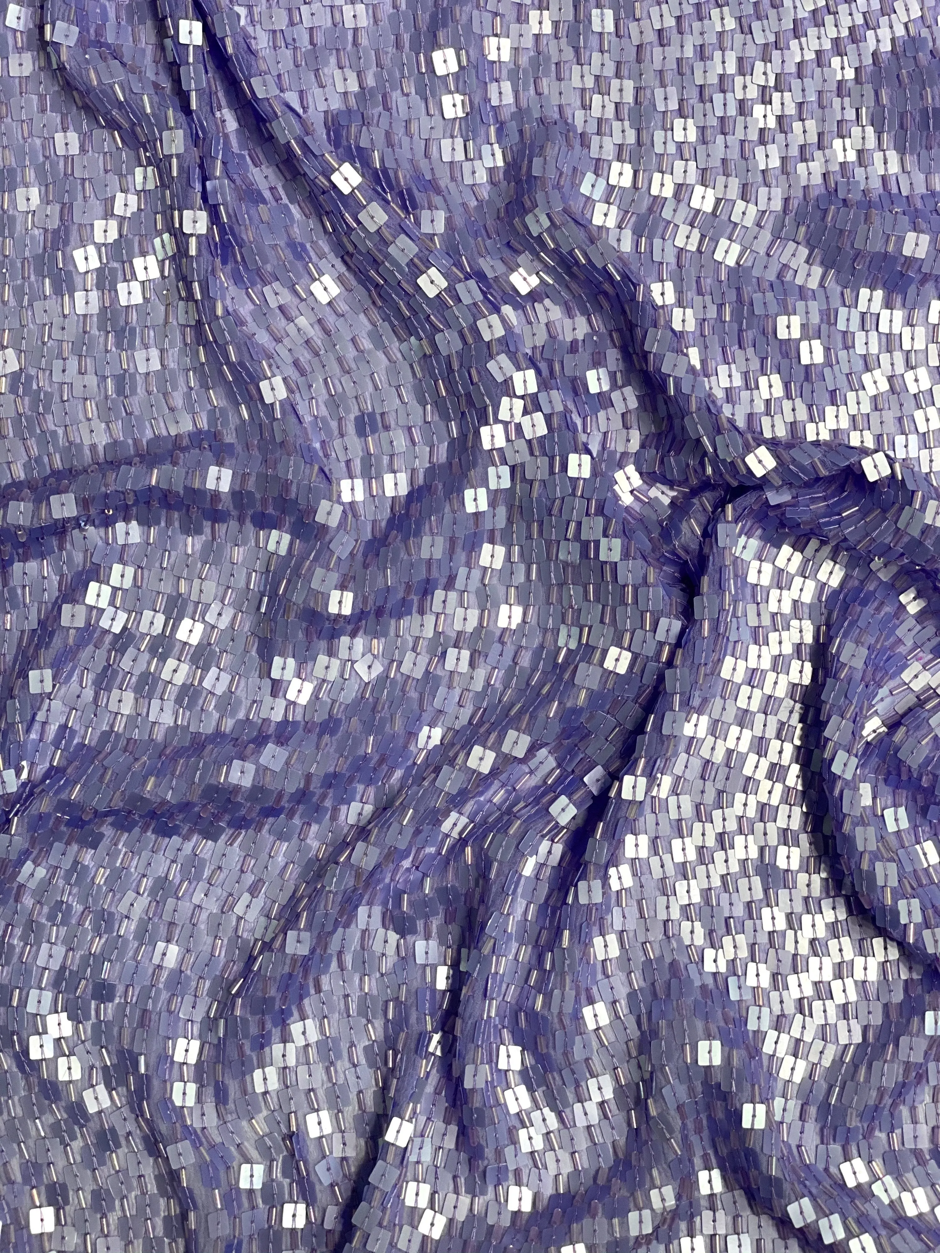 Periwinkle Sequin & Beads On Silk Chiffon JEC-073-11 Fabric