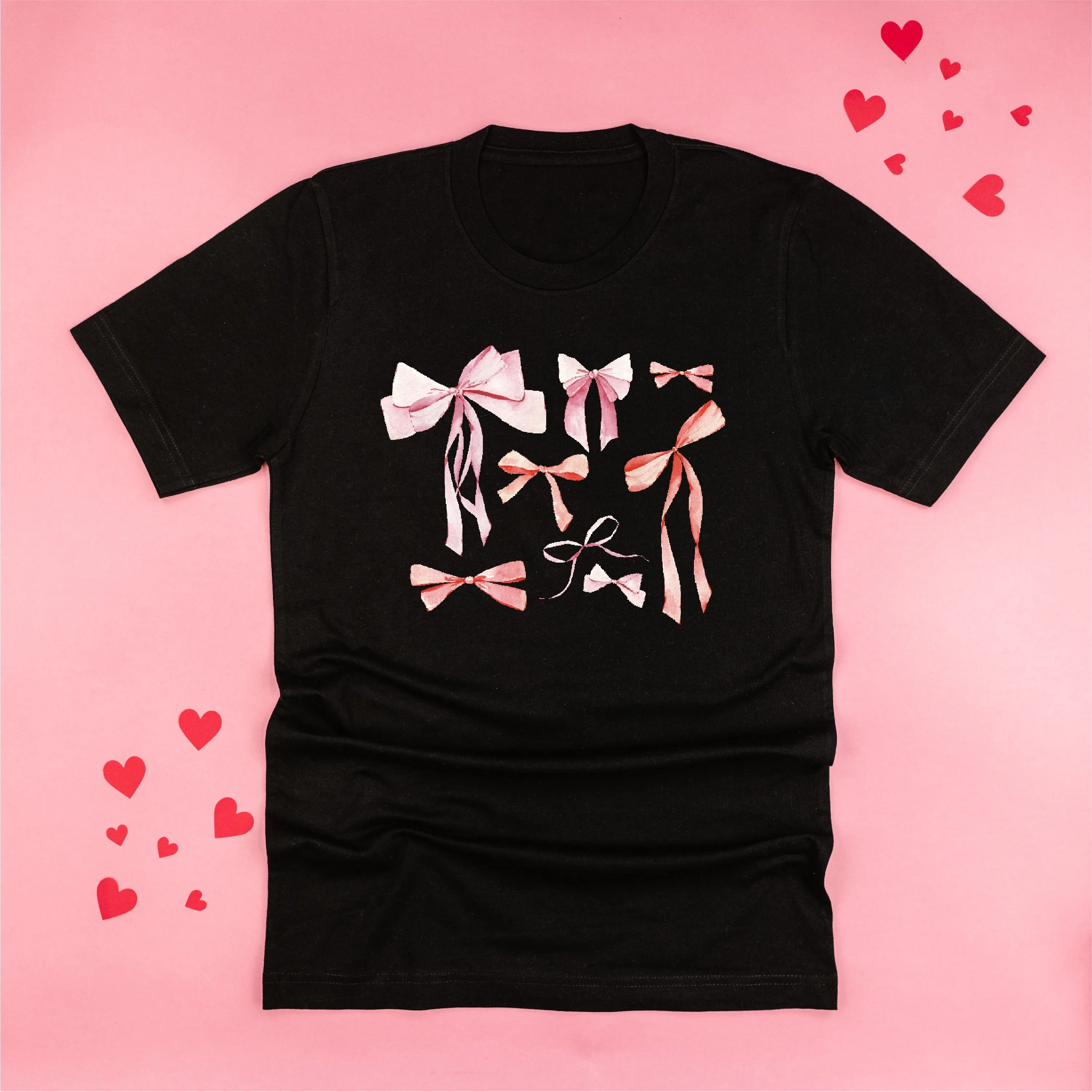 Pink And Red Valentine Bows - Unisex Tee