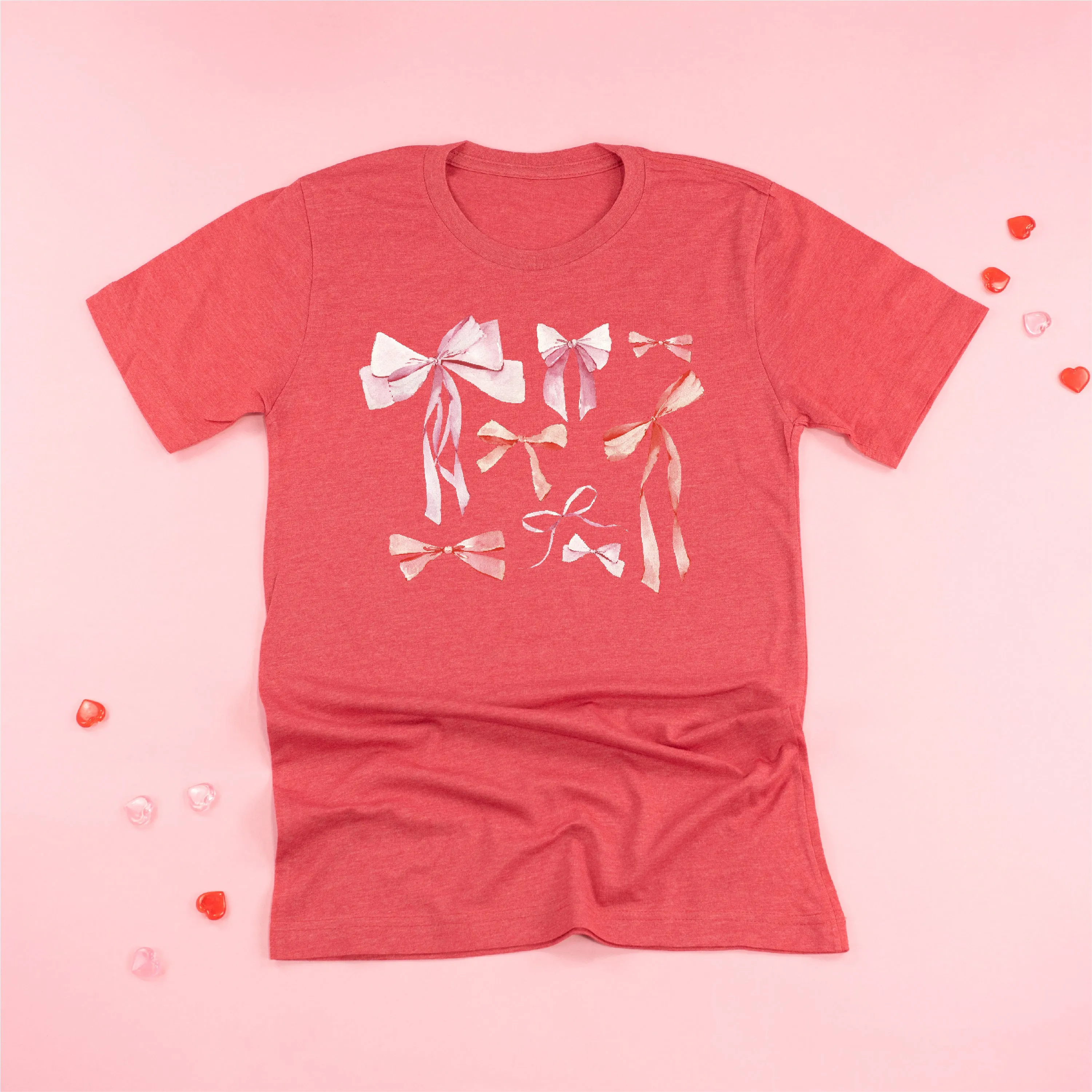 Pink And Red Valentine Bows - Unisex Tee