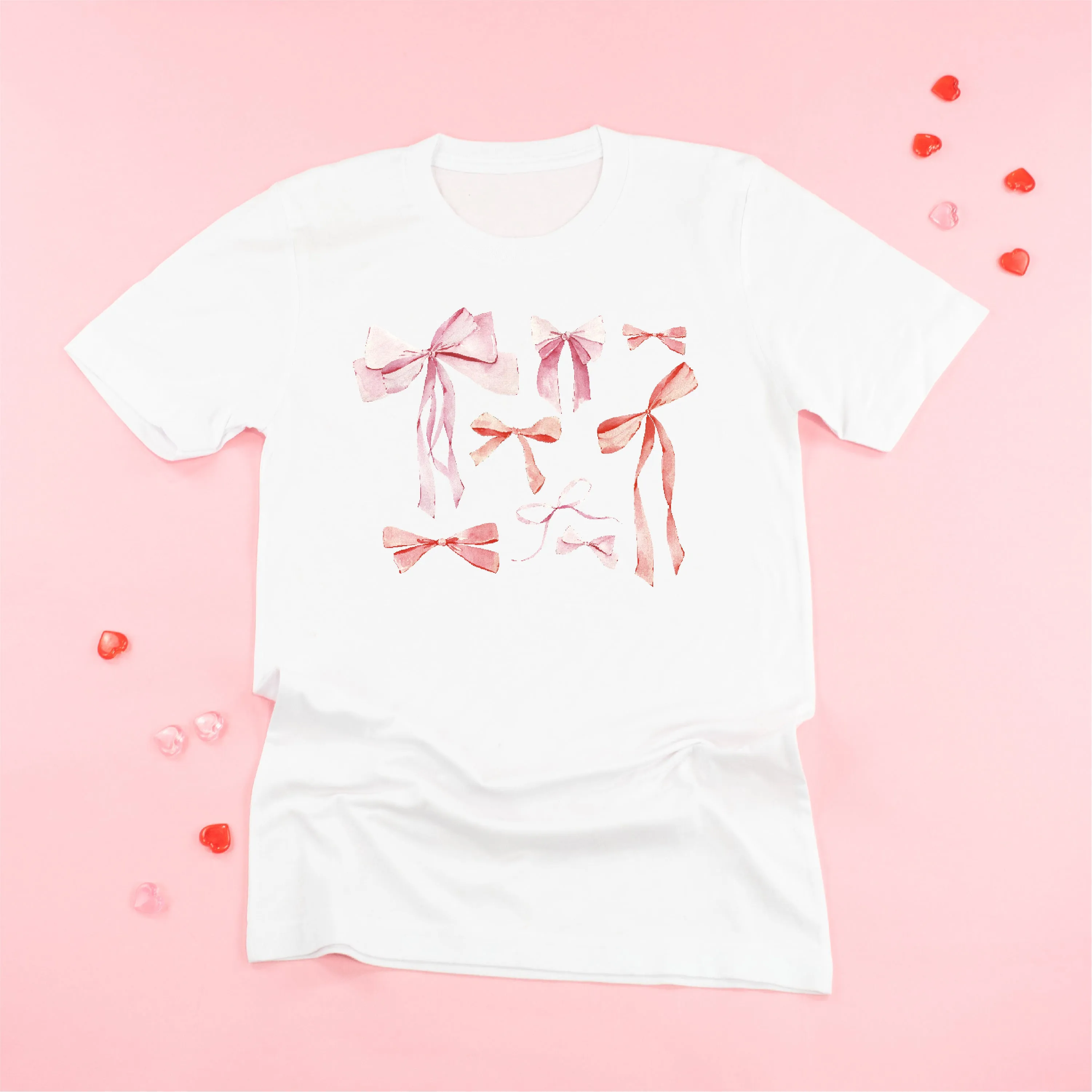 Pink And Red Valentine Bows - Unisex Tee