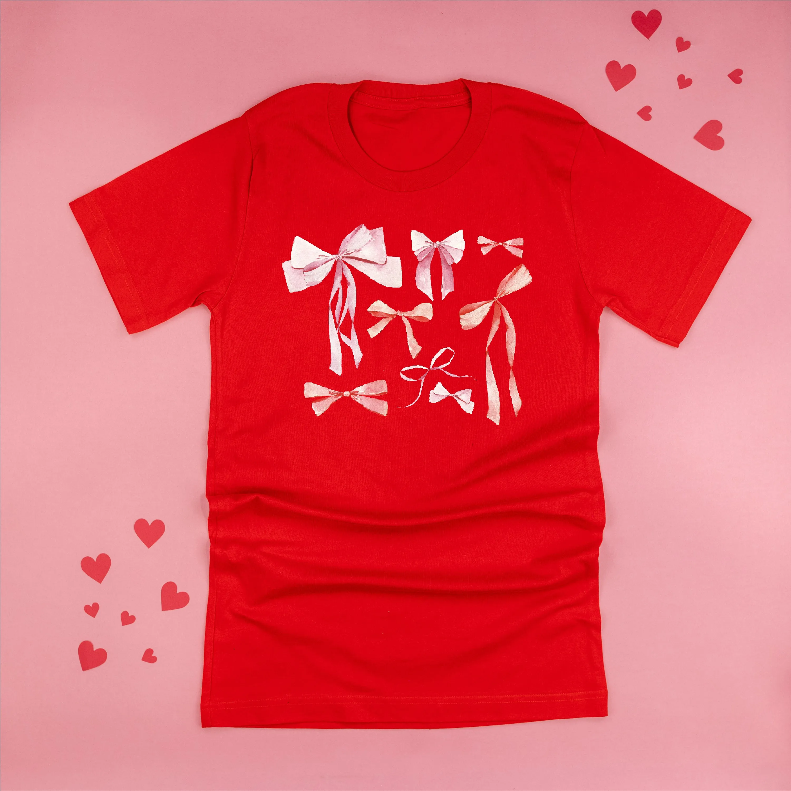Pink And Red Valentine Bows - Unisex Tee