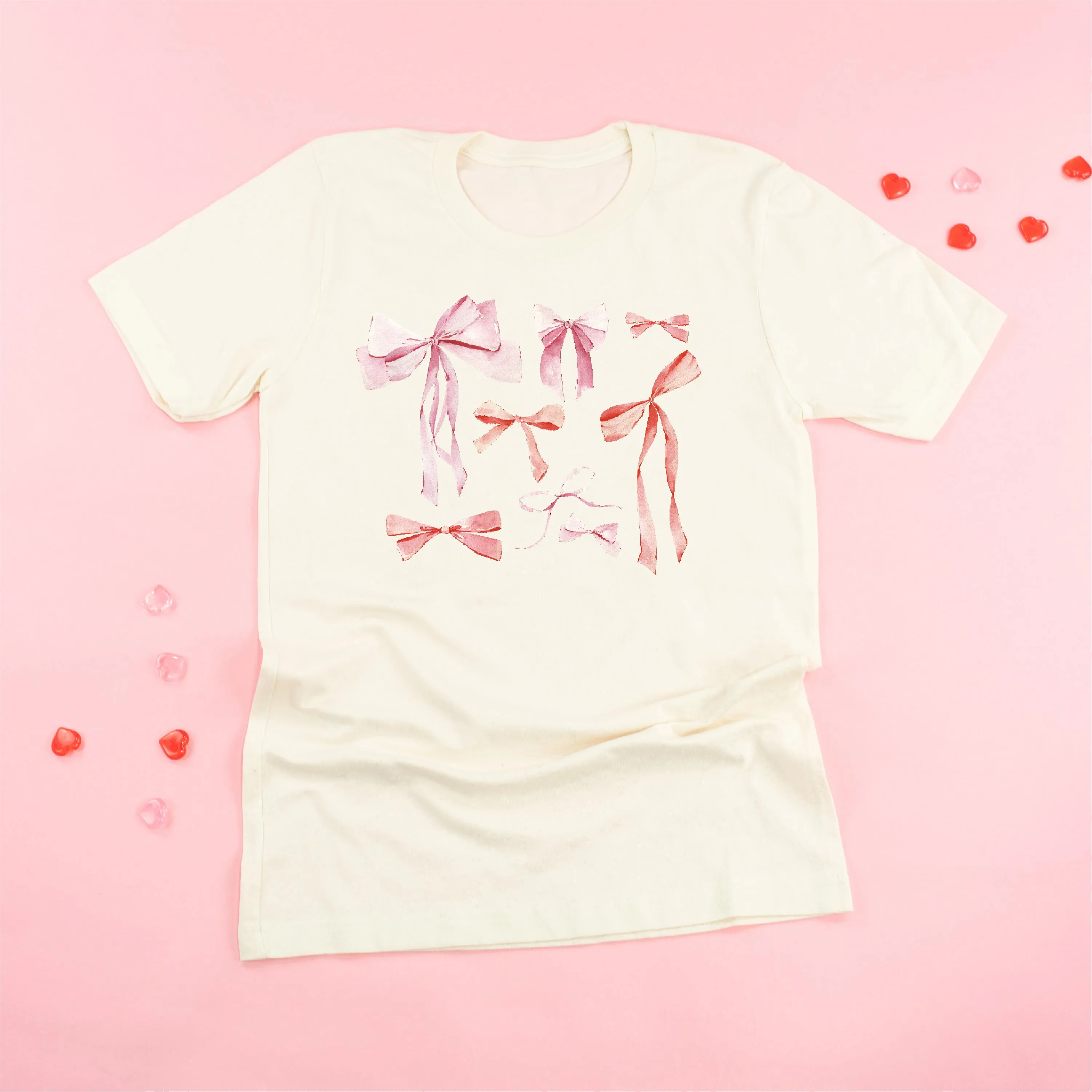 Pink And Red Valentine Bows - Unisex Tee