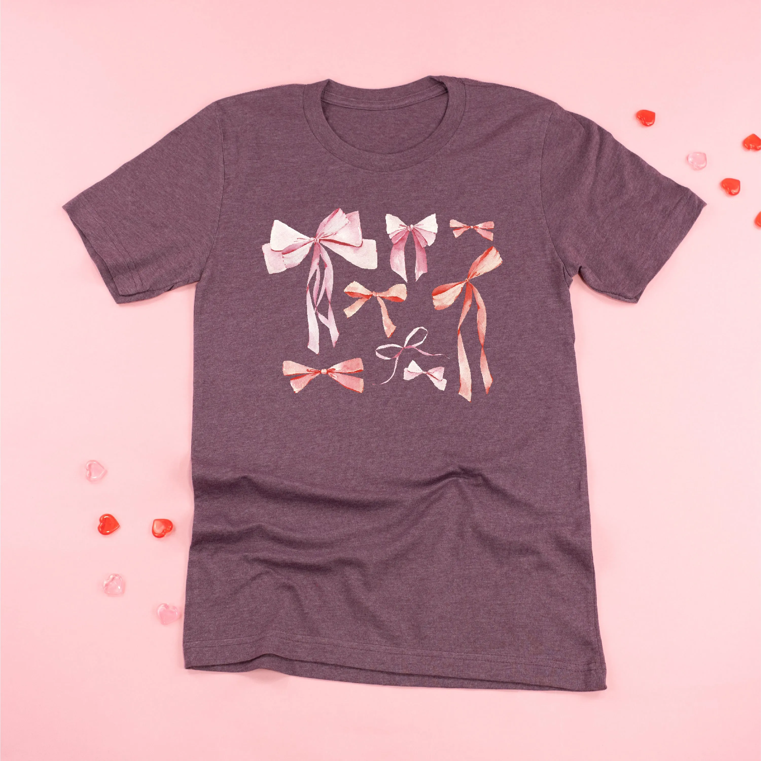 Pink And Red Valentine Bows - Unisex Tee