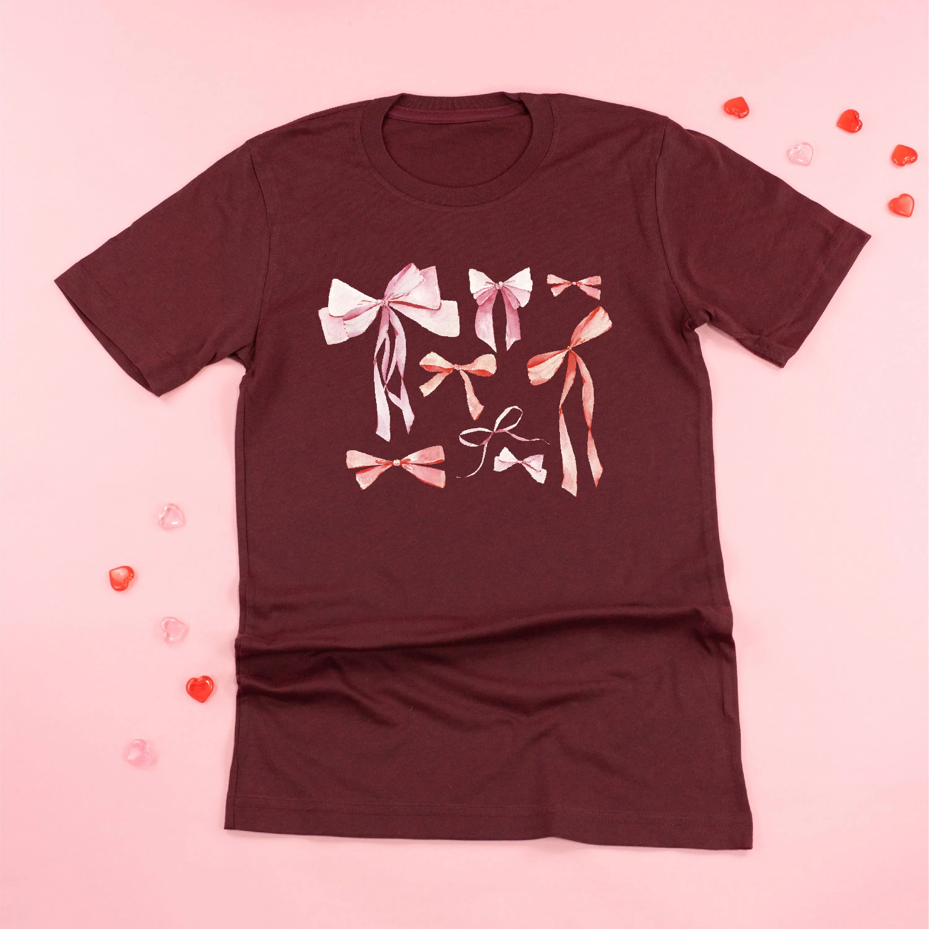 Pink And Red Valentine Bows - Unisex Tee