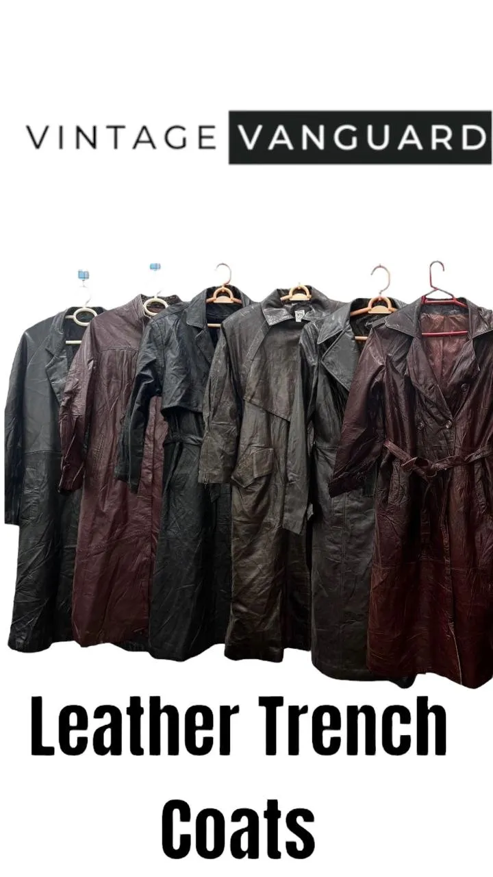 Vintage Leather Trench Coats: 10 Pcs