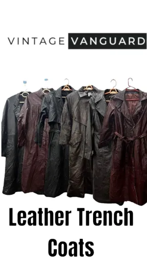 Vintage Leather Trench Coats: 10 Pcs