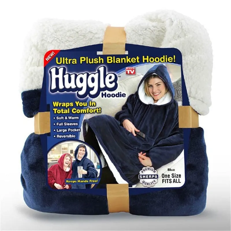 Women's Pajamas Warm Flannel Hoodie Thick TV Blanket Robe Sleepwear Oversize Casual Homewear Nightwear Femme for Winter